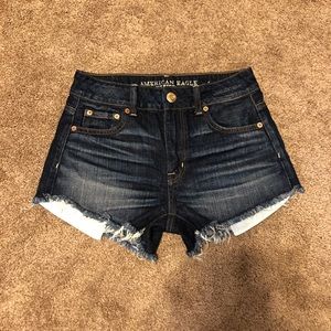 American Eagle dark, high rise festival shorts. 0